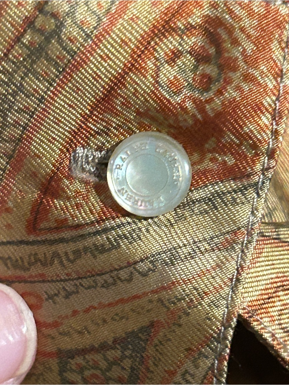 Lauren Ralph Lauren 100% Silk Paisley Button Up Blouse 20W - Picture 4 of 9